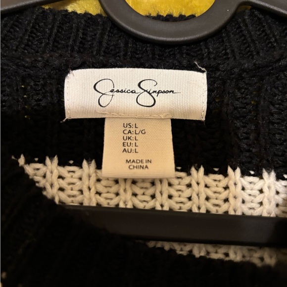 Striped Black and White Women's crop top sweater - Picture 3 of 3